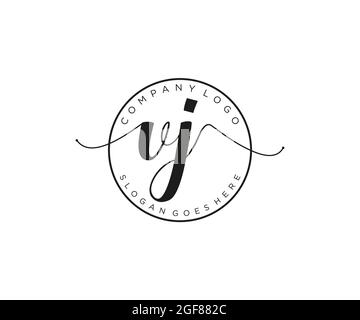 VJ Feminine logo beauty monogram and elegant logo design, handwriting logo of initial signature, wedding, fashion, floral and botanical with creative Stock Vector