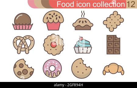 Food icon collection flat style vector illustration. Can be used for web, mobile apps and print media. Stock Vector