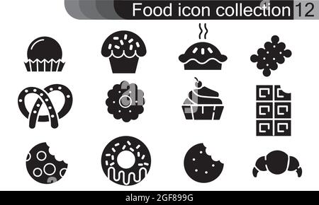 Food icon collection flat style vector illustration. Can be used for web, mobile apps and print media. Stock Vector