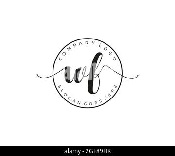 WF Feminine logo beauty monogram and elegant logo design, handwriting logo of initial signature, wedding, fashion, floral and botanical with creative Stock Vector