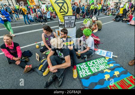 London, UK. 24th Aug, 2021. Extinction Rebellion starts two weeks of protest, under the Impossible Rebellion name, in London. Credit: Guy Bell/Alamy Live News Stock Photo