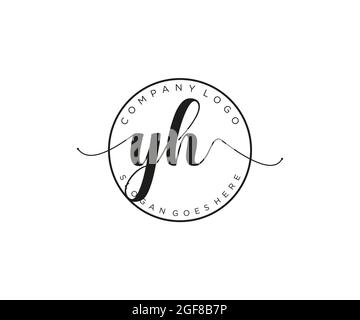 YH Feminine logo beauty monogram and elegant logo design, handwriting logo of initial signature, wedding, fashion, floral and botanical with creative Stock Vector
