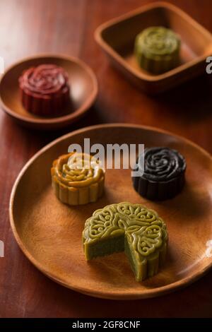 Mid Autumn Moon Cake and decoration Stock Photo