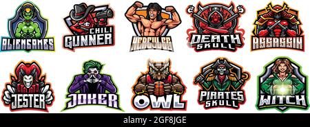 e sport gaming mascot logo  new collection Stock Vector