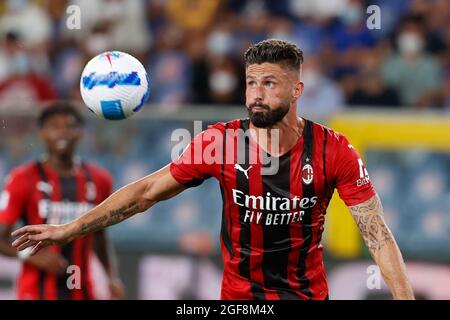 Luigi Ferraris stadium, Genova, Italy, August 23, 2021, Olivier Giroud (AC Milan) in action  during  UC Sampdoria vs AC Milan - Italian football Serie Stock Photo