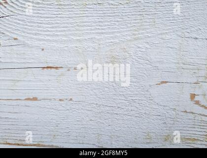 White texture of weathered wooden plank. Closeup Stock Photo
