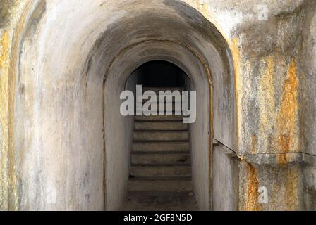 Slovenia. Tolminka valley. Bunker of the  Alpine wall. It was an Italian system of fortifications along the 1851 km of the Italian northern frontier, built in the years preceding WWII from the dictator Benito Mussolini. Indoor. Stock Photo