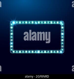 Wireframe light billboard, low poly style. Abstract modern 3d vector illustration on dark blue background. Stock Vector