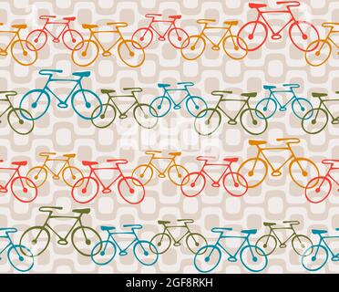 Seamless pattern with Bicycles on Ipanema boardwalk Stock Photo