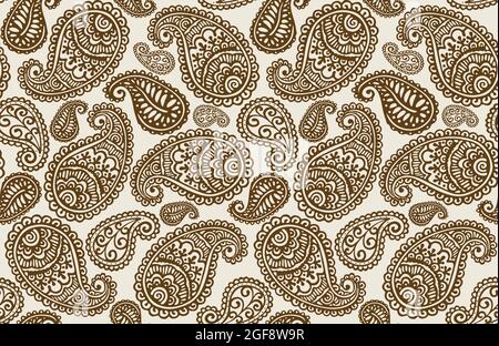 Seamless pattern with Paisley motifs Stock Photo