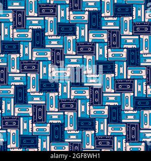 Seamless pattern with Vintage Cassette Tapes Stock Photo