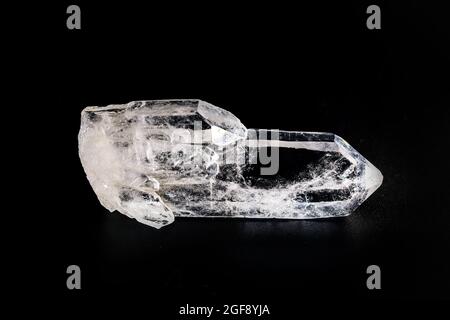 Rose Quartz Isolated on Black Background. Semi valuable stone Stock Photo