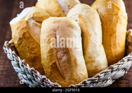 French bread, typical savory bread consumed daily in Brazil. Stock Photo