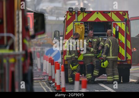 Edinburgh Scotland, UK August 24 2021. Major fire incident in the centre of the city. credit alamy live news Stock Photo