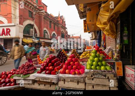 Kolkata, West Bengal, India - 29th December 2019 : Various fruits are being sold at retail fruit market in New Market area, Kolkata. Stock Photo