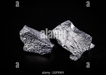pure silicon stones isolated on black background Stock Photo