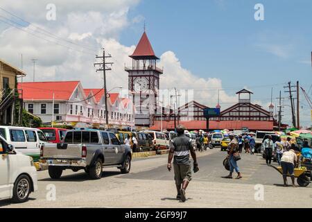 GEORGETOWN, GUYANA - AUGUST 10, 2015: Starbroek market in Georgetown, capital of Guyana. Stock Photo