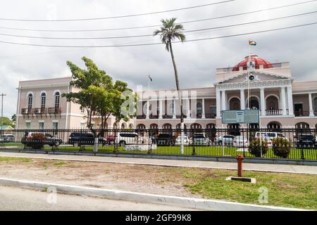 GEORGETOWN, GUYANA - AUGUST 10, 2015: Building of the Parliament in Georgetown, capital of Guyana. Stock Photo