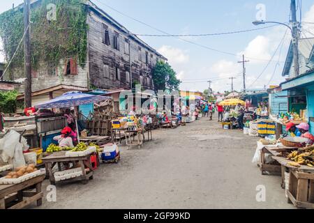 GEORGETOWN, GUYANA - AUGUST 10, 2015: Street market in Georgetown, capital of Guyana. Stock Photo