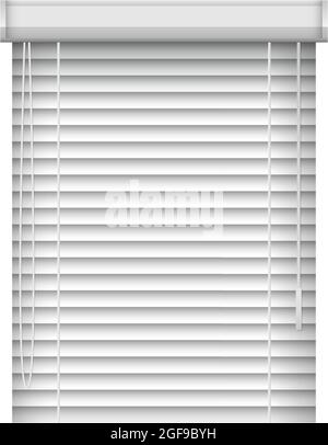 Realistic closed window blinds. Horizontal plastic window shutters. Vector jalousie mockup for interior decoration design Stock Vector