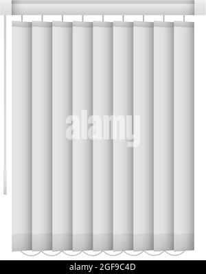Realistic closed window blinds. Vertical office louvers. Vector window shutters mockup for interior decoration design Stock Vector