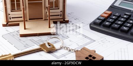 private house turnkey, building houses. Copy space Stock Photo