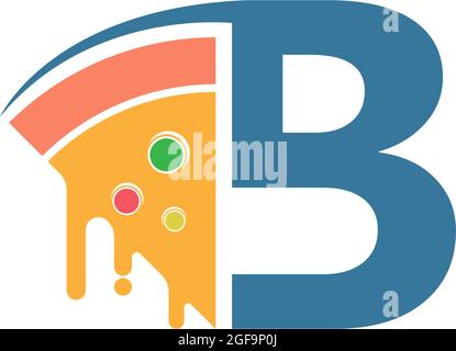 Letter B with pizza icon logo vector template Stock Vector