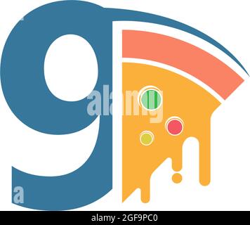 Number 9 with pizza icon logo vector template Stock Vector