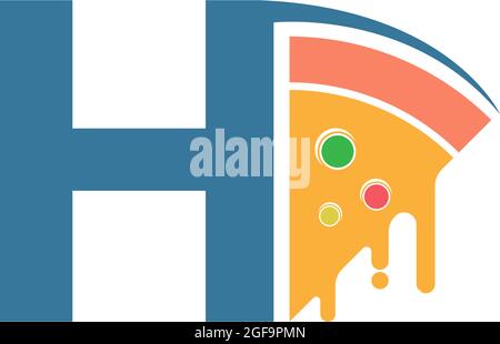 Letter H with pizza icon logo vector template Stock Vector