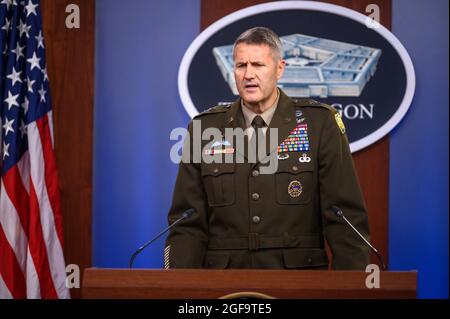 Arlington, United States Of America. 24th Aug, 2021. U.S. Army Maj. Gen. Hank Taylor holds the daily press briefing on Afghanistan at the Pentagon August 24, 2021 in Arlington, Virginia. Credit: Planetpix/Alamy Live News Stock Photo