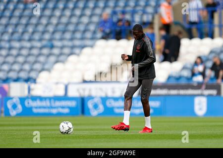 Huddersfield, UK. 24th Aug, 2021. Abdoulaye Doucoure #16 of Everton warms up before the game in Huddersfield, United Kingdom on 8/24/2021. (Photo by Ben Early/News Images/Sipa USA) Credit: Sipa USA/Alamy Live News Stock Photo