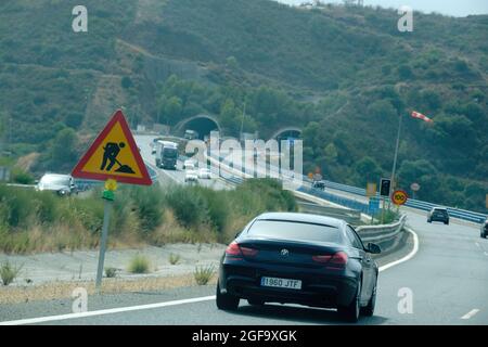 Marbella, Malaga, Spain August 24, 2021, heavy traffic on the highway Stock Photo