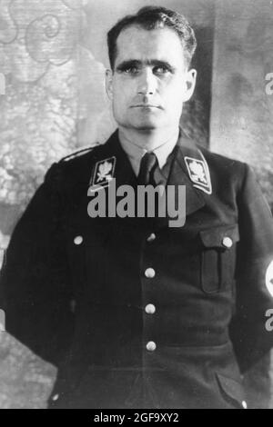 A portrait of nazi leader end deputy Führer of the Nazi Party Rudolf Hess. He famously flew to Britain in 1941 on a peace mission. He was tried at Nuremberg in 1946,was sentenced to life inprison and died in Spandau prison in 1987. Credit: German Bundesarchiv Stock Photo