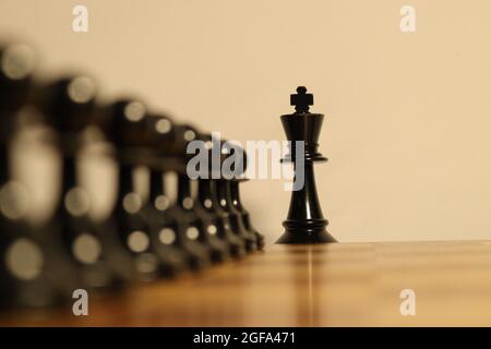 Pawns before the king - a row of pawns lined up with the king at the head Stock Photo