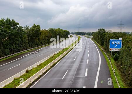 Highway A61 in the rain no cars because closed of flood damage