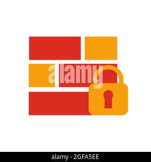 Firewall icon computer vector security protection technology datum network symbol. Internet firewall icon shield safety illustration server lock priva Stock Vector