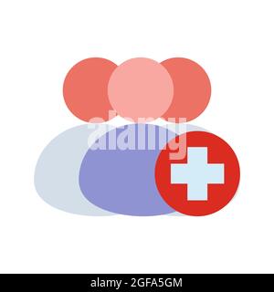 Add user person icon avatar illustration business symbol. Profile add user human plus friend member network social community silhouette. Pictogram con Stock Vector