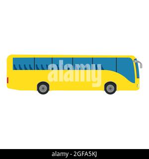 Bus car vector transportation travel vehicle illustration icon. Passenger public bus car truck side view isolated white. Business trip vehicle drive u Stock Vector