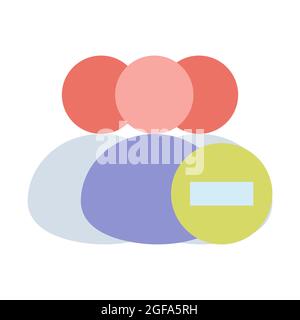 Delete user person icon avatar illustration business symbol. Profile delete user human minus friend member network social community silhouette. Pictog Stock Vector