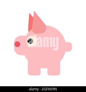Pig animal vector icon illustration mammal cartoon isolated white cute. Pet pig icon agriculture piglet pink. Funny character pork domestic adorable d Stock Vector