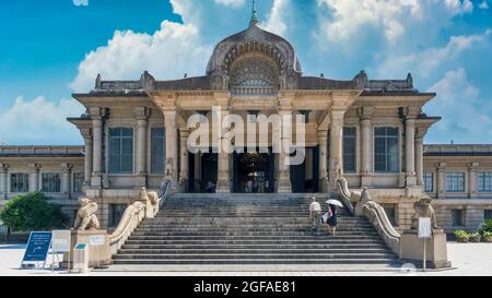 Tokyo, Japan - August 2018: Tsukiji Honganji is a Jodo Shinshu Buddhist temple located in the Tsukiji district Stock Photo