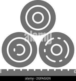 Rolled hay, bales, haystack, agriculture grey icon. Stock Vector