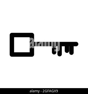 Key vector icon. House keys silhouette black outline symbol. Isolated vector illustration. Trendy outline style design Stock Vector