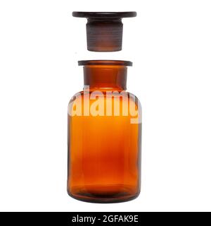 Blank glass medical bottle isolated. Clipping path. Chemical glass Stock Photo