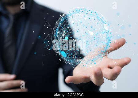 Network concept- Connected cells with links. Stock Photo