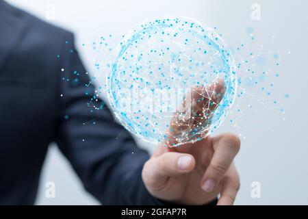 Network concept- Connected cells with links. Stock Photo