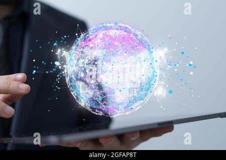 Network concept- Connected cells with links. Stock Photo
