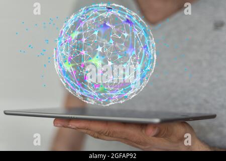 Network concept -Connected cells with links. Stock Photo