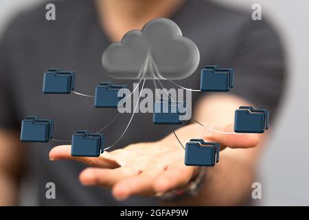 Computing, Cloud computing and Big data concept, Cloud computing technology Stock Photo