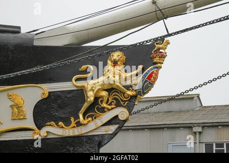 BRISTOL, UNITED KINGDOM - Aug 07, 2012: The bow of Brunel's SS Great Britain museum ship in the dry dock of Bristol, United Kingdom Stock Photo